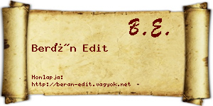 Berán Edit névjegykártya